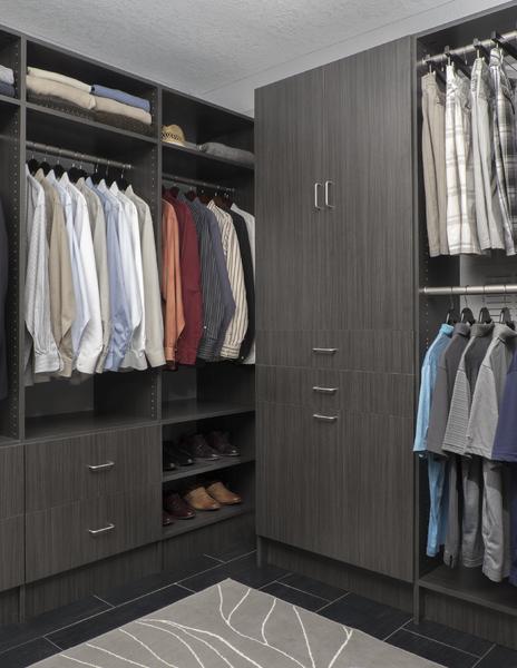 Walk In Closet - Licorice Walk-In Closet His Hers Executive Flat Finish Dark Grey Designer